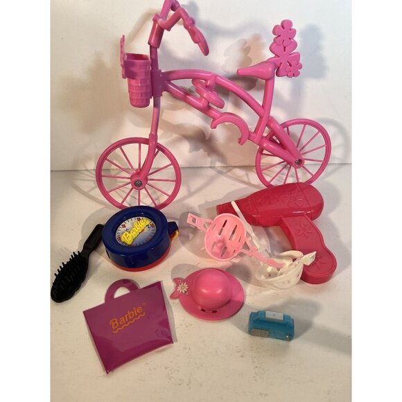 Barbie Pink Ride With Me Bike Helmets Hat Bag  Accessory Lot - Picture 1 of 9